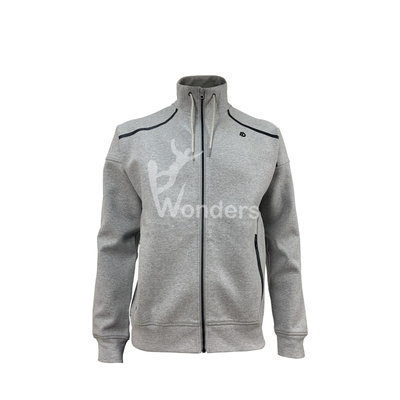 Spring Autumn Man' s Full Zip Hoodie Jacket Hoodie Sweatshirt Grey